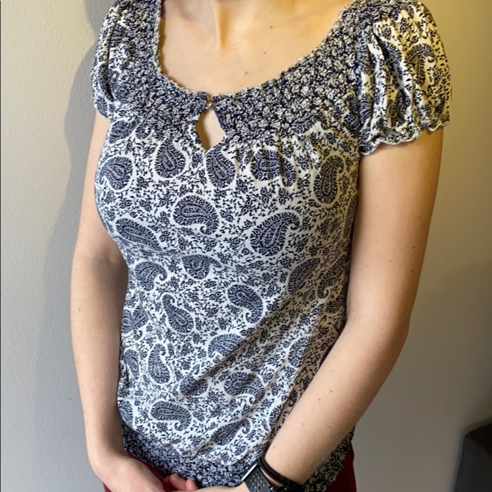 Lucky Brand XS Blue & White T